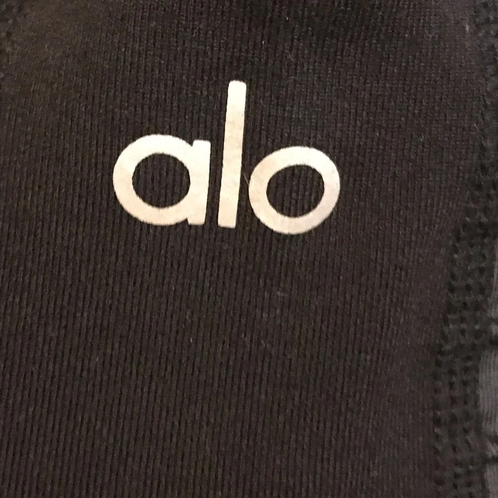 Alo Black Moto Sexy Legging Matte Shine Fabric & Mesh Detail size Large Stretch